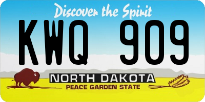 ND license plate KWQ909