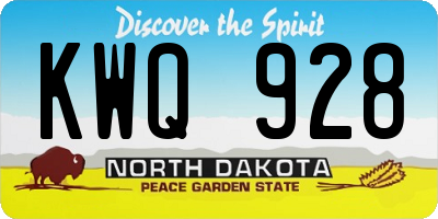 ND license plate KWQ928