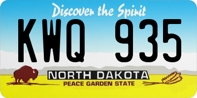 ND license plate KWQ935