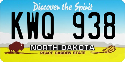 ND license plate KWQ938