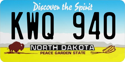 ND license plate KWQ940
