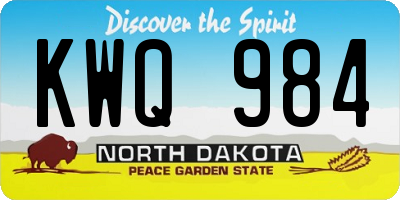 ND license plate KWQ984