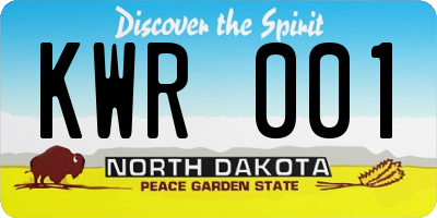 ND license plate KWR001