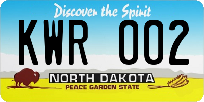 ND license plate KWR002