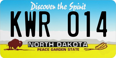 ND license plate KWR014