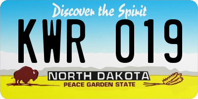 ND license plate KWR019