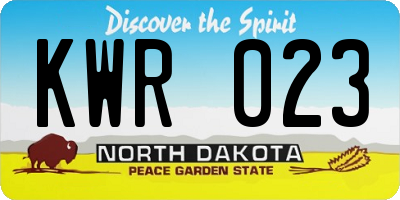 ND license plate KWR023