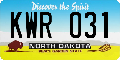 ND license plate KWR031