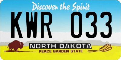 ND license plate KWR033