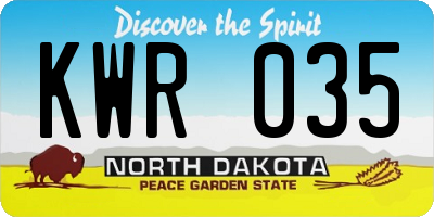 ND license plate KWR035