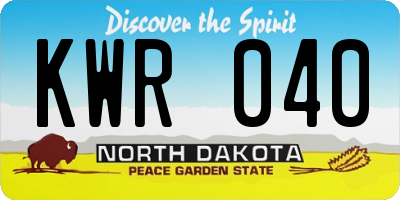 ND license plate KWR040