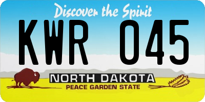 ND license plate KWR045