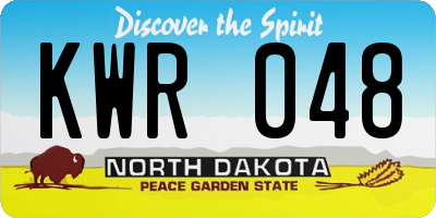ND license plate KWR048