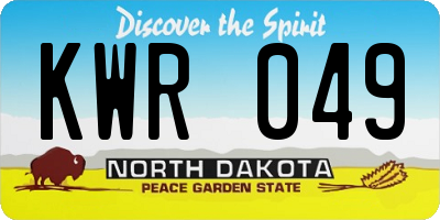 ND license plate KWR049