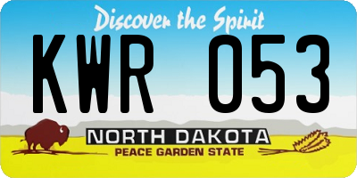 ND license plate KWR053