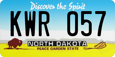 ND license plate KWR057