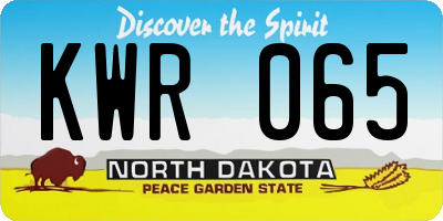 ND license plate KWR065