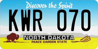 ND license plate KWR070