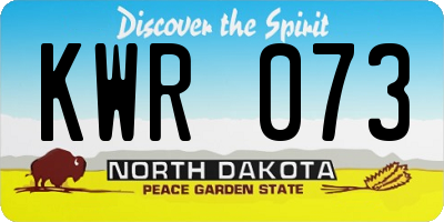 ND license plate KWR073