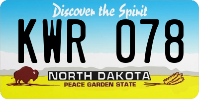 ND license plate KWR078