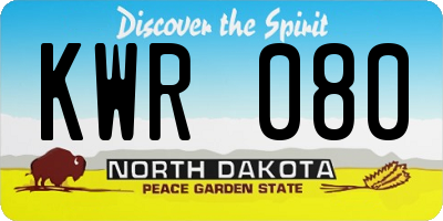 ND license plate KWR080