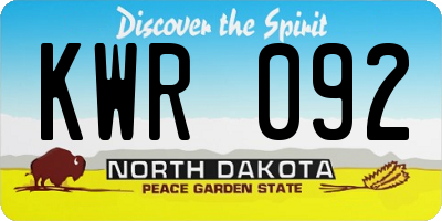 ND license plate KWR092