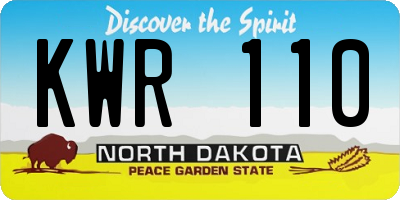 ND license plate KWR110