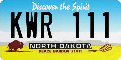 ND license plate KWR111