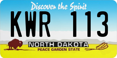 ND license plate KWR113