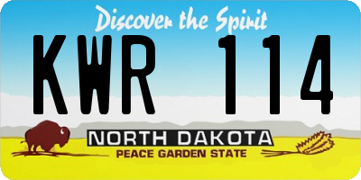 ND license plate KWR114