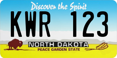 ND license plate KWR123