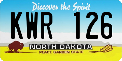 ND license plate KWR126