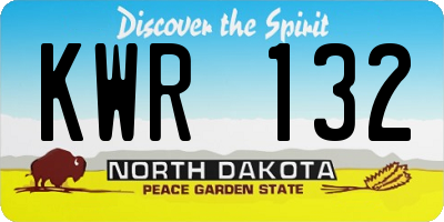 ND license plate KWR132