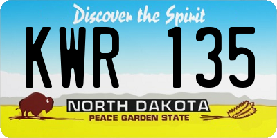 ND license plate KWR135