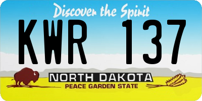 ND license plate KWR137