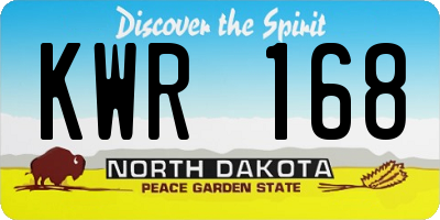ND license plate KWR168