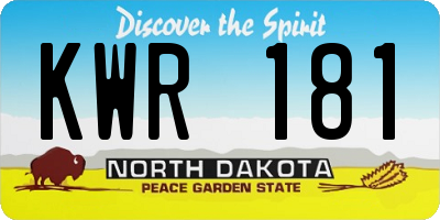 ND license plate KWR181