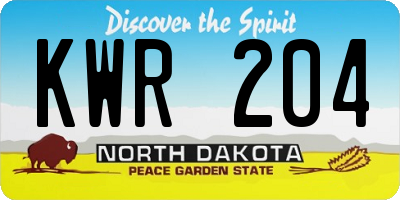 ND license plate KWR204