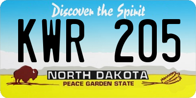 ND license plate KWR205