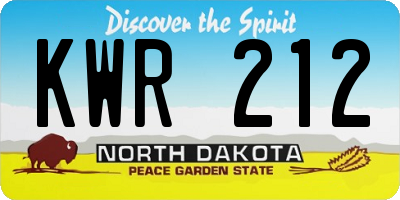 ND license plate KWR212