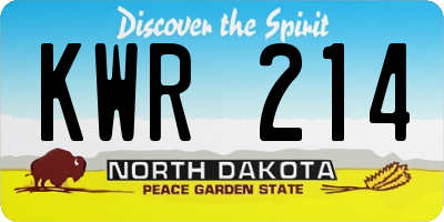 ND license plate KWR214