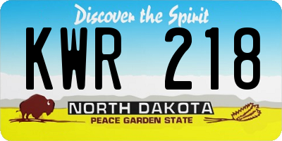 ND license plate KWR218
