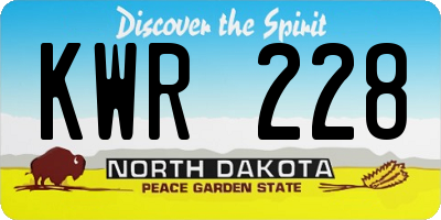 ND license plate KWR228
