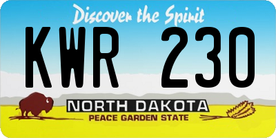 ND license plate KWR230