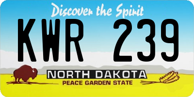 ND license plate KWR239