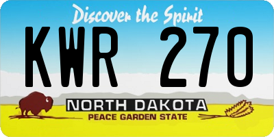 ND license plate KWR270