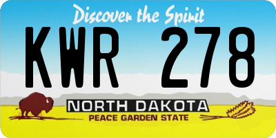 ND license plate KWR278