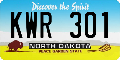 ND license plate KWR301