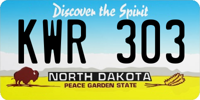 ND license plate KWR303