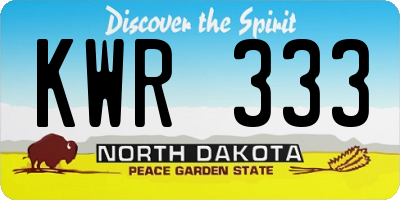 ND license plate KWR333